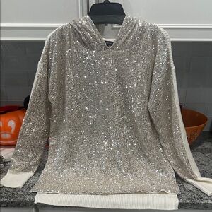 INC International Concepts Silver Sequin Turtleneck Sweater